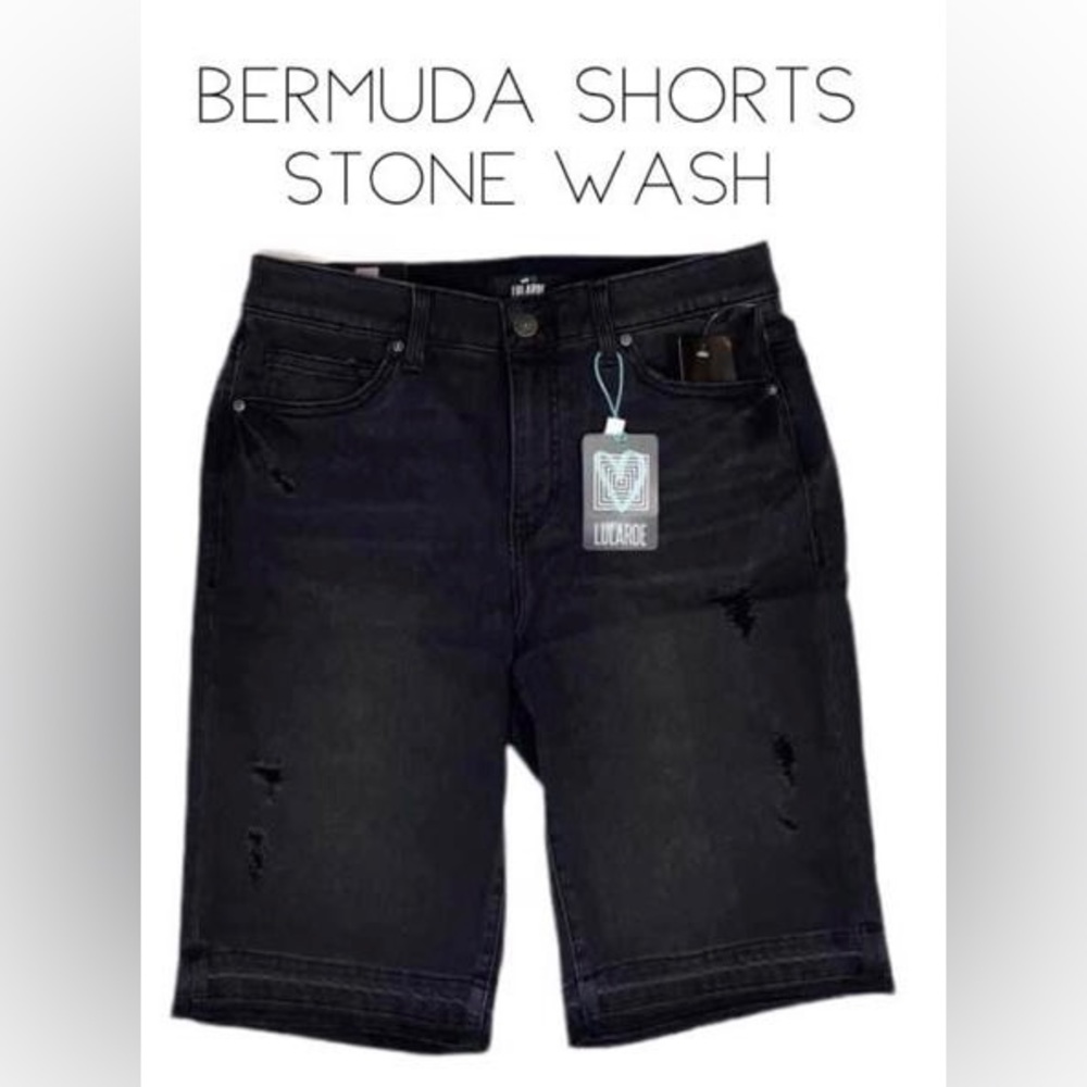 NWT LulaRoe Bermuda Shorts, Size 24 (00-0), Color: Distressed Stone Wash